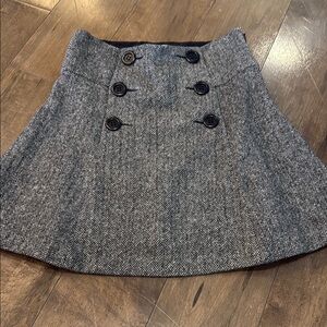 Red Valentino Gray Herringbone Skirt with Button Detail